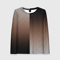 Лонгслив женский Чёрно-коричневый текстурный градиент пополам, цвет: 3D-принт