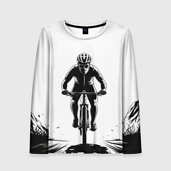 Женский лонгслив Велосипедист чб