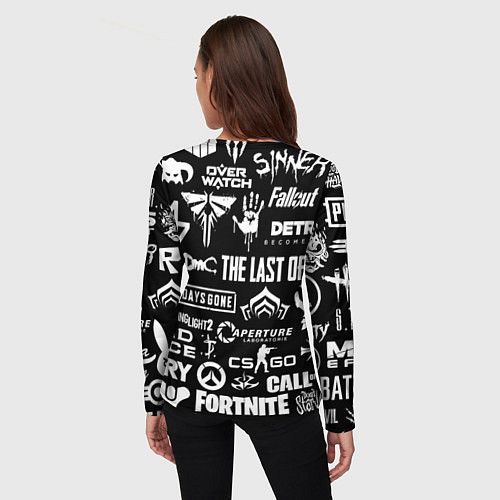 Женский лонгслив Сталкер все логотипы игр / 3D-принт – фото 4