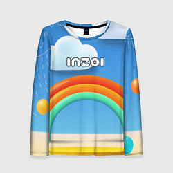 Женский лонгслив Inzoi объемная радуга и облака