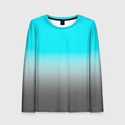 Лонгслив женский Серо-голубой светлый градиент, цвет: 3D-принт