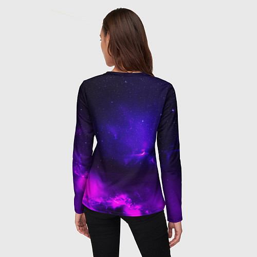 Женский лонгслив Космонавт в неоновых облаках / 3D-принт – фото 4