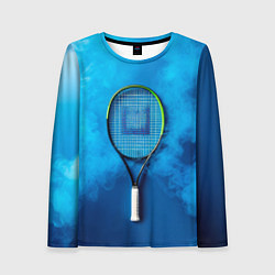Лонгслив женский Теннисная ракетка в синем дыму, цвет: 3D-принт