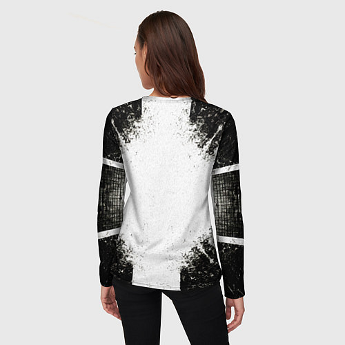 Женский лонгслив Теннисная ракетка в черно-белом / 3D-принт – фото 4