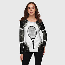 Лонгслив женский Теннисная ракетка в черно-белом, цвет: 3D-принт — фото 2