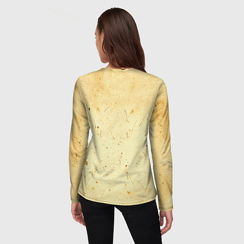 Женский лонгслив Трековый велосипедист на бежевом / 3D-принт – фото 4