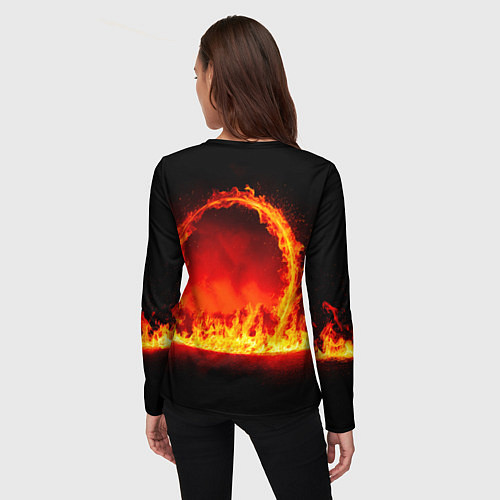 Женский лонгслив Трековый велосипедист в огне / 3D-принт – фото 4