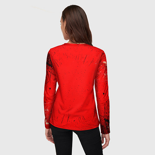Женский лонгслив Трековый велосипед на красном / 3D-принт – фото 4
