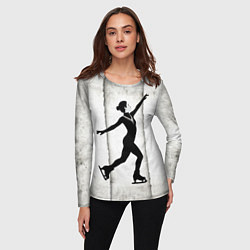Лонгслив женский Фигуристка на сером, цвет: 3D-принт — фото 2