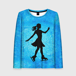 Лонгслив женский Фигуристка на синем, цвет: 3D-принт