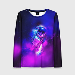 Женский лонгслив Космонавт среди облаков