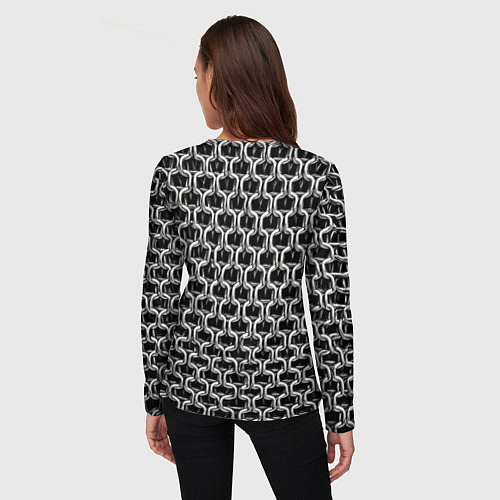 Женский лонгслив Кольчуга крупная - паттерн / 3D-принт – фото 4