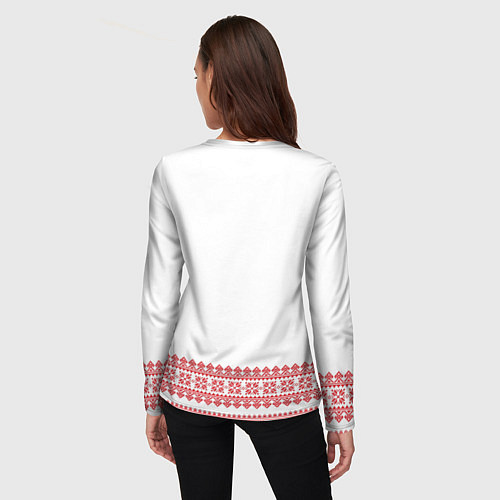 Женский лонгслив Славянский орнамент и узоры - вышиванка рубаха бел / 3D-принт – фото 4
