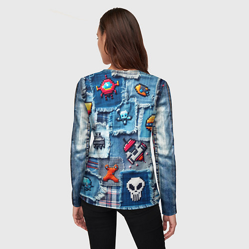 Женский лонгслив Пиксельный космос / 3D-принт – фото 4