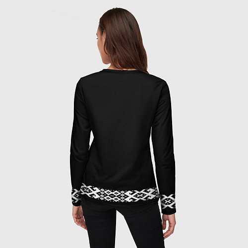 Женский лонгслив Славянский орнамент и узор на черном - вышиванка р / 3D-принт – фото 4