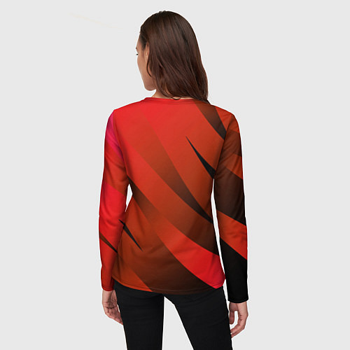 Женский лонгслив Красно-коричневый абстрактные полосы / 3D-принт – фото 4