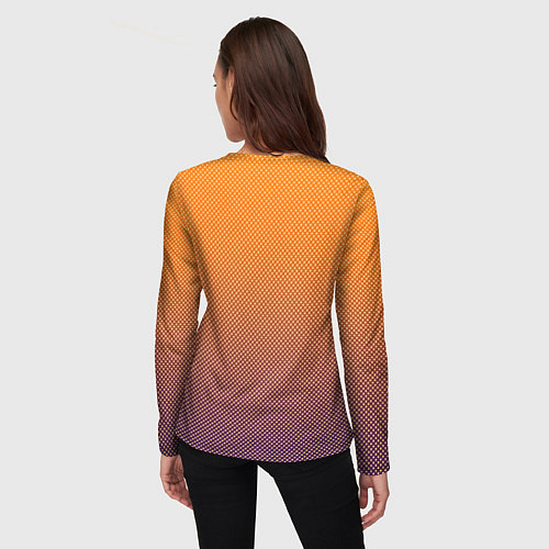 Женский лонгслив Градиент оранжевый в фиолетовый мелкий ромбик / 3D-принт – фото 4