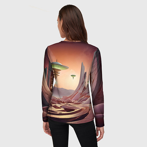 Женский лонгслив Фантастический инопланетный город / 3D-принт – фото 4