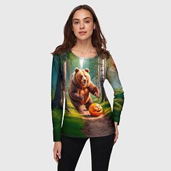 Лонгслив женский Колобок и медведь, цвет: 3D-принт — фото 2