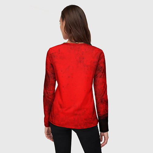 Женский лонгслив Теннисная ракетка на красном / 3D-принт – фото 4