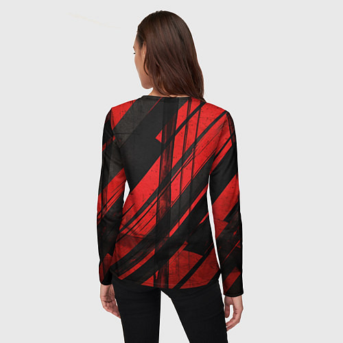 Женский лонгслив Сектор Газа красно-черный фон / 3D-принт – фото 4