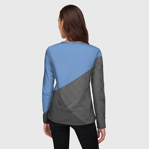 Женский лонгслив Сине-серый геометричный / 3D-принт – фото 4