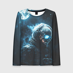 Лонгслив женский Скелет космонавта и полнолуние, цвет: 3D-принт