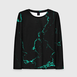 Лонгслив женский Color black turquoise, цвет: 3D-принт