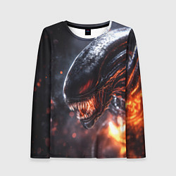 Лонгслив женский Голова Чужого из космоса, цвет: 3D-принт