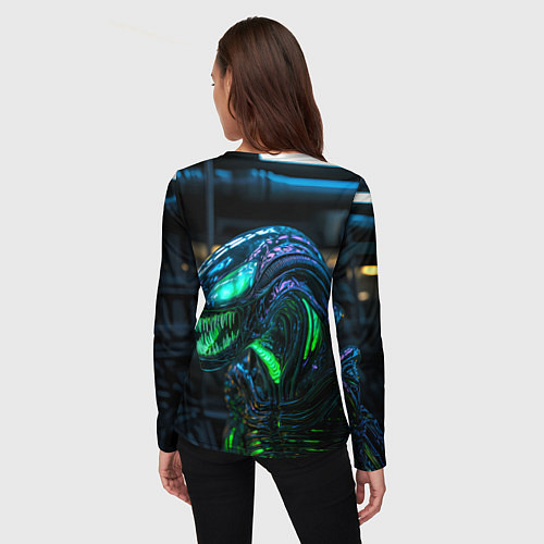 Женский лонгслив Чужой с зеленым неоном / 3D-принт – фото 4