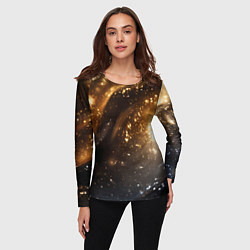 Лонгслив женский Блестящая текстура кофейного цвета, цвет: 3D-принт — фото 2