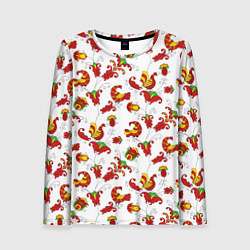 Лонгслив женский Русский народный орнамент в стиле росписей Северно, цвет: 3D-принт