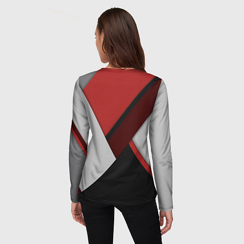Женский лонгслив Color black red grey / 3D-принт – фото 4
