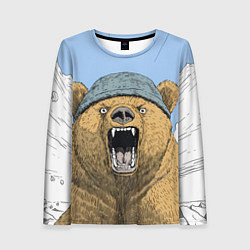 Лонгслив женский Злой орущий медведь, цвет: 3D-принт