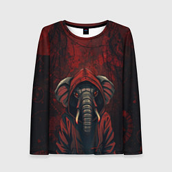 Лонгслив женский Слон в балахоне, цвет: 3D-принт