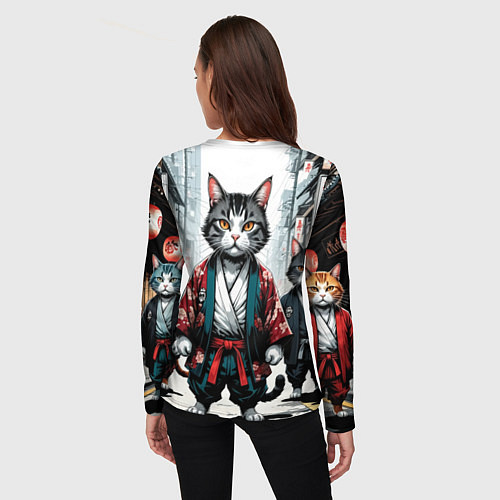 Женский лонгслив Коты якудза / 3D-принт – фото 4
