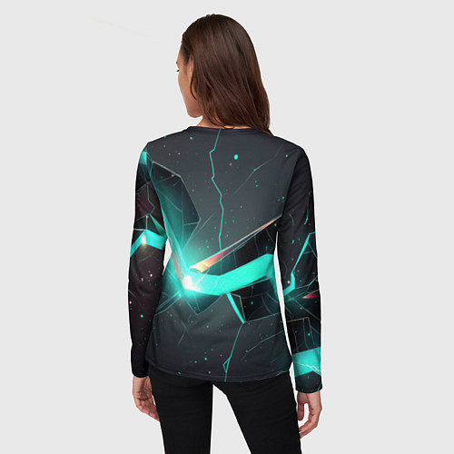 Женский лонгслив Неоновые плиты и золотой герб РФ / 3D-принт – фото 4
