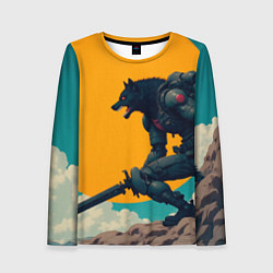 Лонгслив женский Киберчеловек-волк, цвет: 3D-принт