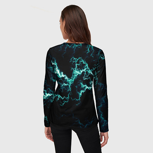Женский лонгслив Lightning light blue glow / 3D-принт – фото 4