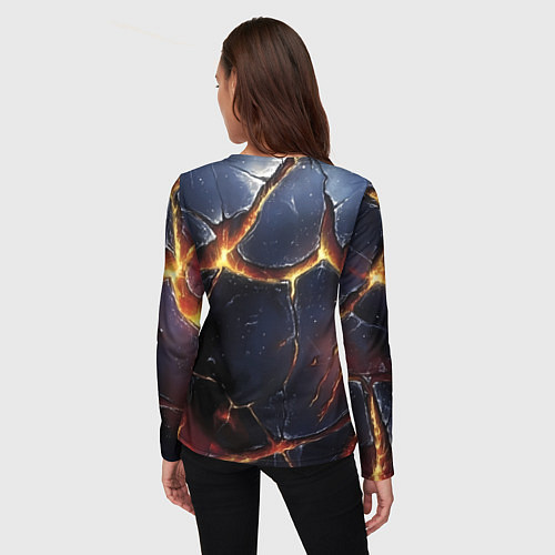 Женский лонгслив Золотой герб России и текстура с плитами / 3D-принт – фото 4