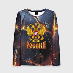 Женский лонгслив Золотой герб России и текстура с плитами