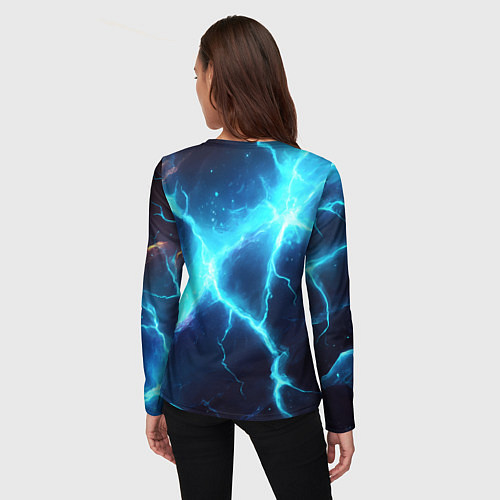 Женский лонгслив Россия герб на синих молниях / 3D-принт – фото 4