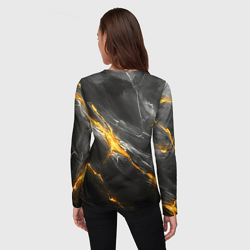 Женский лонгслив Россия черно-желтый фон / 3D-принт – фото 4