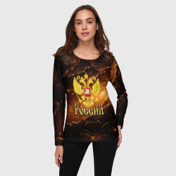 Лонгслив женский Герб России на кофейном фоне, цвет: 3D-принт — фото 2