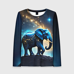 Женский лонгслив Космический слон в звездной галактике