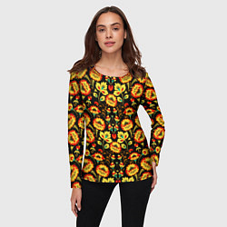 Лонгслив женский Русская узорная роспись, цвет: 3D-принт — фото 2