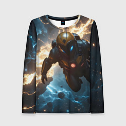 Женский лонгслив Астронавт на фоне туманности