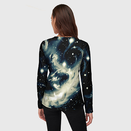 Женский лонгслив Космический абстрактный чёрно-синий / 3D-принт – фото 4