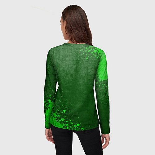 Женский лонгслив Ozzy Osbourne - green gradient вертикально / 3D-принт – фото 4