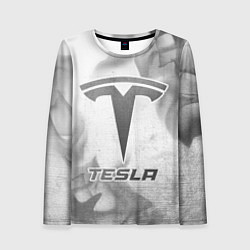 Женский лонгслив Tesla - white gradient